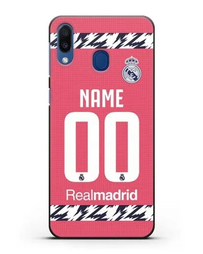Именной чехол ФК Реал Мадрид с фамилией и номером (сезон 2020-2021) гостевая форма силиконовый для Samsung Galaxy M20 [SM-M205F]
