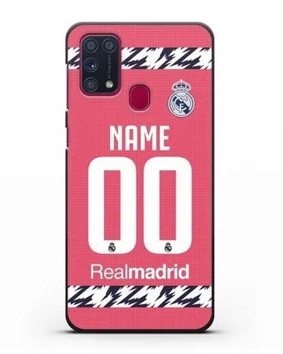 Именной чехол ФК Реал Мадрид с фамилией и номером (сезон 2020-2021) гостевая форма силиконовый для Samsung Galaxy M31 [SM-M315F]