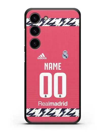 Именной чехол ФК Реал Мадрид с фамилией и номером (сезон 2020-2021) гостевая форма силиконовый для Samsung Galaxy S23 [SM-S911]