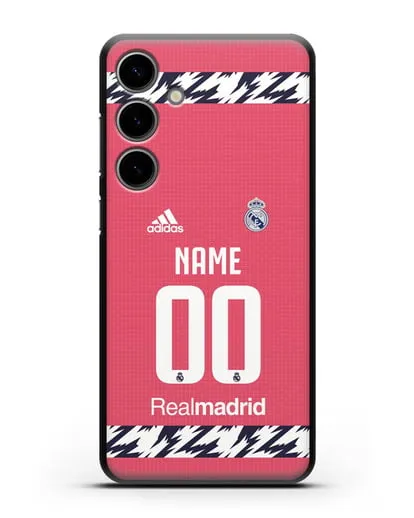 Именной чехол ФК Реал Мадрид с фамилией и номером (сезон 2020-2021) гостевая форма силиконовый для Samsung Galaxy S24 Plus