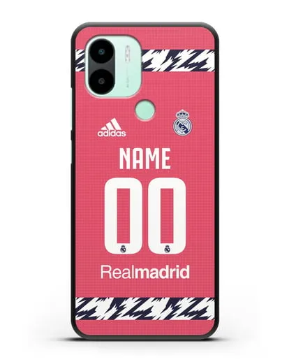 Именной чехол ФК Реал Мадрид с фамилией и номером (сезон 2020-2021) гостевая форма силиконовый для Xiaomi Redmi A2 Plus