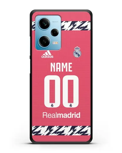 Именной чехол ФК Реал Мадрид с фамилией и номером (сезон 2020-2021) гостевая форма силиконовый для Xiaomi Redmi Note 12 Pro 5G