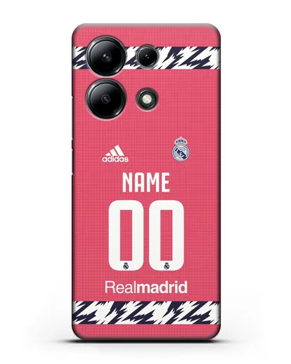 Именной чехол ФК Реал Мадрид с фамилией и номером (сезон 2020-2021) гостевая форма силиконовый для Xiaomi Redmi Note 13 4G