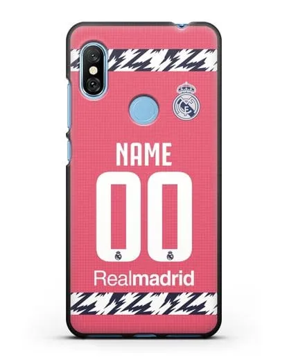 Именной чехол ФК Реал Мадрид с фамилией и номером (сезон 2020-2021) гостевая форма силиконовый для Xiaomi Redmi Note 6 Pro
