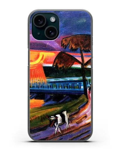 Чехол Закат над Голубым мостом (Пехштейн Макс) силиконовый для iPhone 15