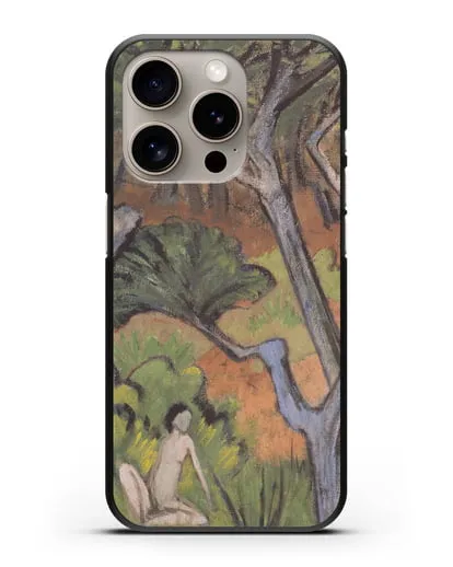 Чехол Лесной пейзаж с актом (Мюллер Отто) силиконовый для iPhone 15 Pro