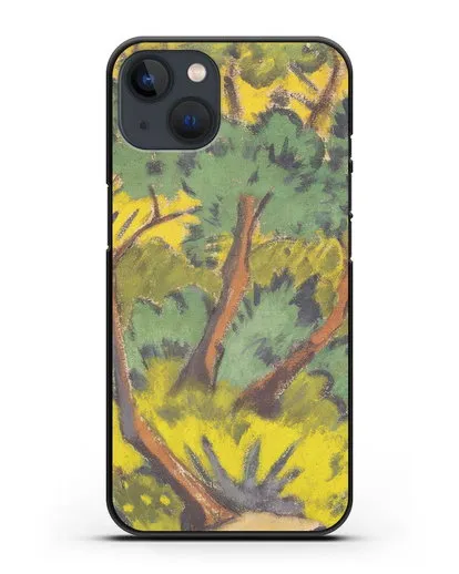 Чехол Лес с камнем и кустами (Мюллер Отто) силиконовый для iPhone 13 Mini