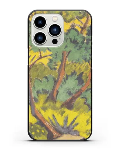 Чехол Лес с камнем и кустами (Мюллер Отто) силиконовый для iPhone 13 Pro