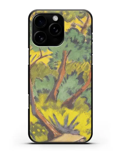 Чехол Лес с камнем и кустами (Мюллер Отто) силиконовый для iPhone 16 Pro Max