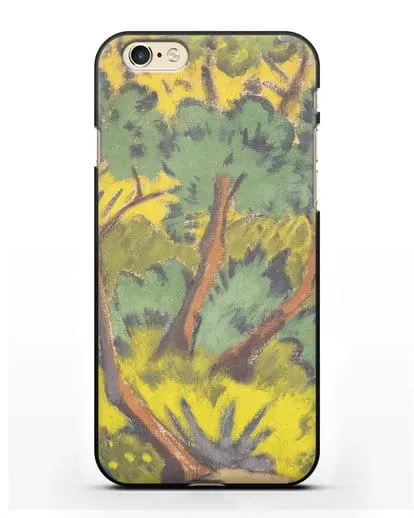 Чехол Лес с камнем и кустами (Мюллер Отто) силиконовый для iPhone 6