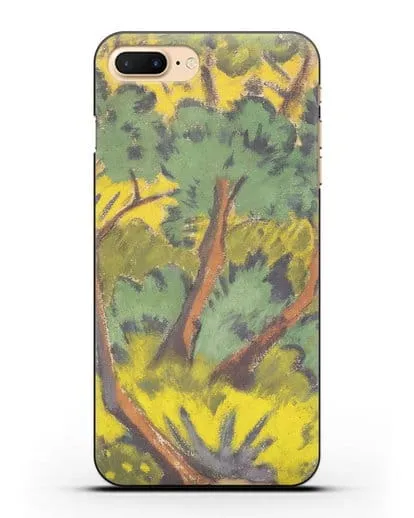 Чехол Лес с камнем и кустами (Мюллер Отто) силиконовый для iPhone 7 Plus