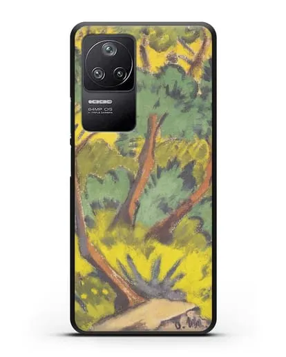 Чехол Лес с камнем и кустами (Мюллер Отто) силиконовый для Xiaomi Poco F4