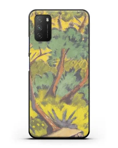 Чехол Лес с камнем и кустами (Мюллер Отто) силиконовый для Xiaomi Poco M3