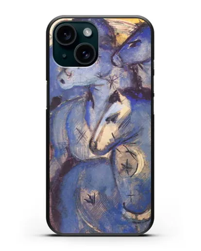 Чехол Башня синих коней (Марк Франц) силиконовый для iPhone 15