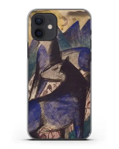 Чехол Две синие лошади (Марк Франц) силиконовый для iPhone 12