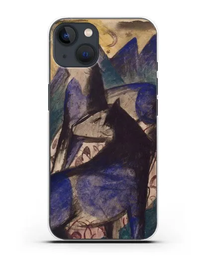 Чехол Две синие лошади (Марк Франц) силиконовый для iPhone 13