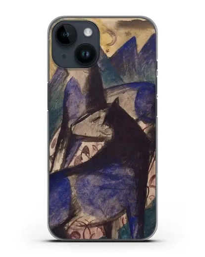 Чехол Две синие лошади (Марк Франц) силиконовый для iPhone 14