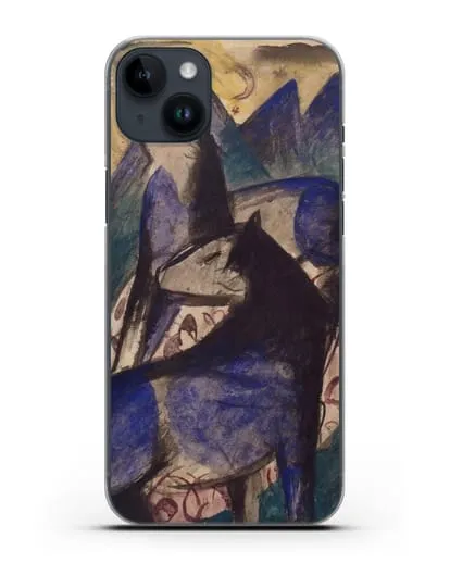 Чехол Две синие лошади (Марк Франц) силиконовый для iPhone 14 Plus