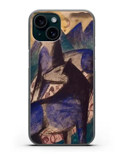 Чехол Две синие лошади (Марк Франц) силиконовый для iPhone 15