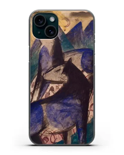 Чехол Две синие лошади (Марк Франц) силиконовый для iPhone 15 Plus