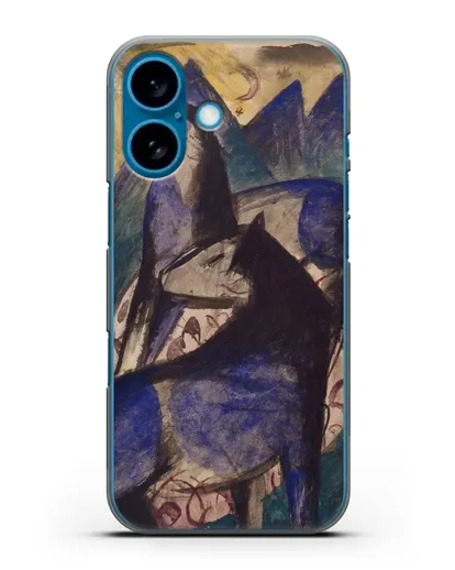 Чехол Две синие лошади (Марк Франц) силиконовый для iPhone 16