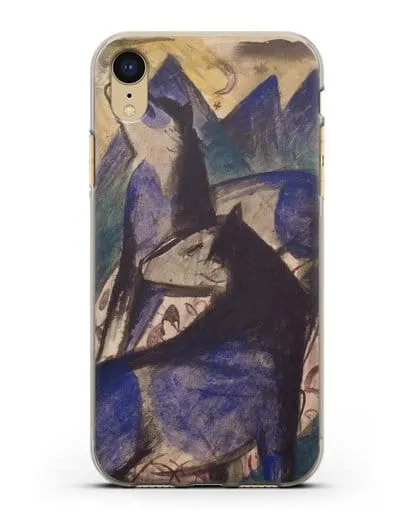 Чехол Две синие лошади (Марк Франц) силиконовый для iPhone XR