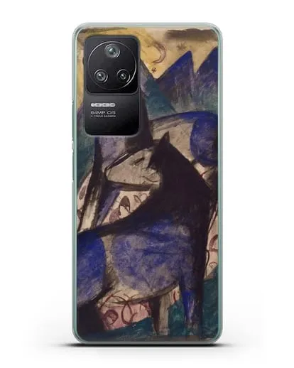 Чехол Две синие лошади (Марк Франц) силиконовый для Xiaomi Poco F4