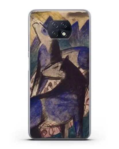 Чехол Две синие лошади (Марк Франц) силиконовый для Xiaomi Redmi Note 9T