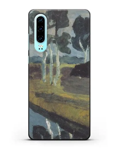Чехол Серый пейзаж с болотным каналом (Модерзон-Беккер Паула) силиконовый для Huawei P30