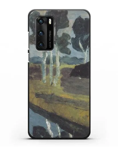 Чехол Серый пейзаж с болотным каналом (Модерзон-Беккер Паула) силиконовый для Huawei P40