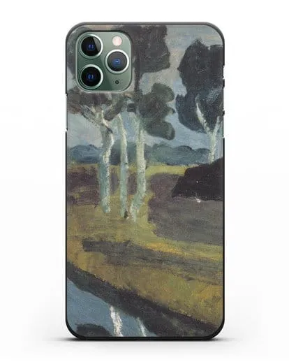 Чехол Серый пейзаж с болотным каналом (Модерзон-Беккер Паула) силиконовый для iPhone 11 Pro