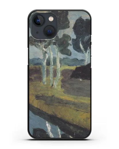 Чехол Серый пейзаж с болотным каналом (Модерзон-Беккер Паула) силиконовый для iPhone 13 Mini