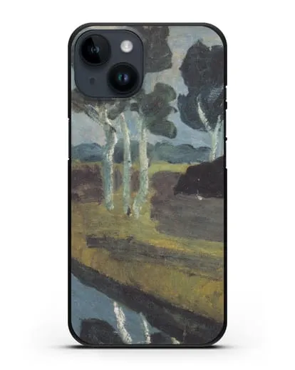 Чехол Серый пейзаж с болотным каналом (Модерзон-Беккер Паула) силиконовый для iPhone 14