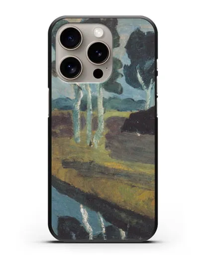 Чехол Серый пейзаж с болотным каналом (Модерзон-Беккер Паула) силиконовый для iPhone 15 Pro