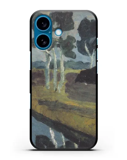 Чехол Серый пейзаж с болотным каналом (Модерзон-Беккер Паула) силиконовый для iPhone 16