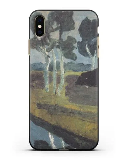 Чехол Серый пейзаж с болотным каналом (Модерзон-Беккер Паула) силиконовый для iPhone XS Max