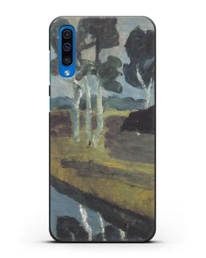 Чехол Серый пейзаж с болотным каналом (Модерзон-Беккер Паула) силиконовый для Samsung Galaxy A50