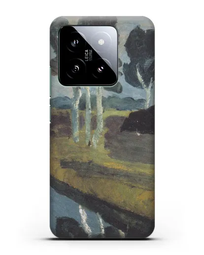 Чехол Серый пейзаж с болотным каналом (Модерзон-Беккер Паула) силиконовый для Xiaomi 14