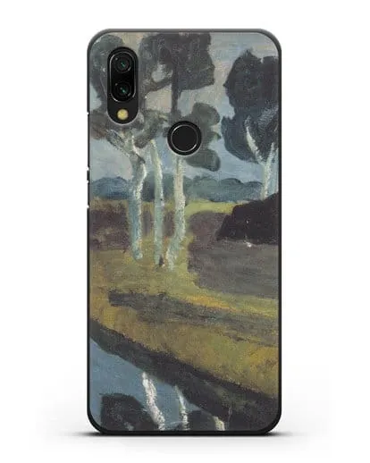 Чехол Серый пейзаж с болотным каналом (Модерзон-Беккер Паула) силиконовый для Xiaomi Redmi 7