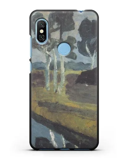 Чехол Серый пейзаж с болотным каналом (Модерзон-Беккер Паула) силиконовый для Xiaomi Redmi Note 6 Pro