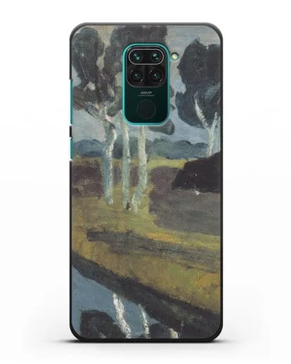 Чехол Серый пейзаж с болотным каналом (Модерзон-Беккер Паула) силиконовый для Xiaomi Redmi Note 9