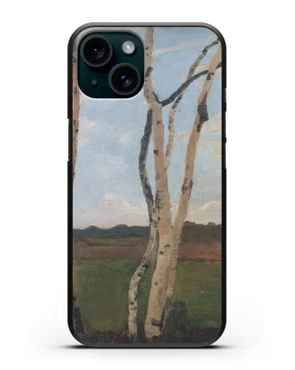 Чехол Пейзаж с березовыми стволами (Модерзон-Беккер Паула) силиконовый для iPhone 15