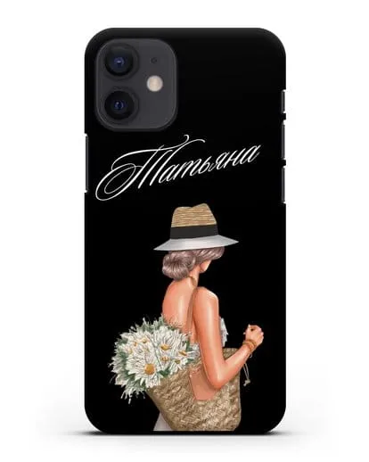 Именной чехол Девушка с корзинкой цветов силиконовый для iPhone 12 mini