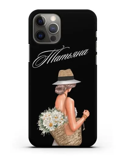 Именной чехол Девушка с корзинкой цветов силиконовый для iPhone 12 Pro