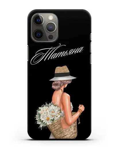 Именной чехол Девушка с корзинкой цветов силиконовый для iPhone 12 Pro Max