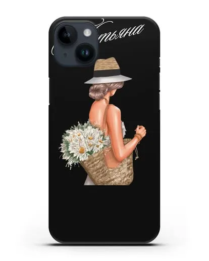 Именной чехол Девушка с корзинкой цветов силиконовый для iPhone 14 Plus