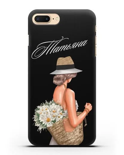 Именной чехол Девушка с корзинкой цветов силиконовый для iPhone 8 Plus