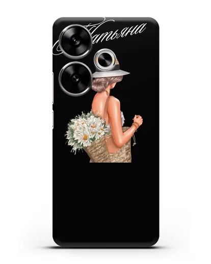 Именной чехол Девушка с корзинкой цветов силиконовый для Xiaomi Poco F6