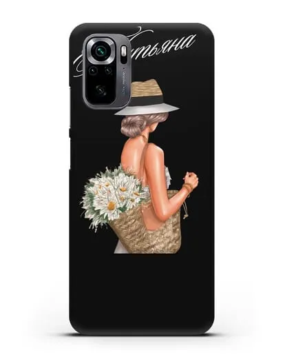 Именной чехол Девушка с корзинкой цветов силиконовый для Xiaomi Poco M5s