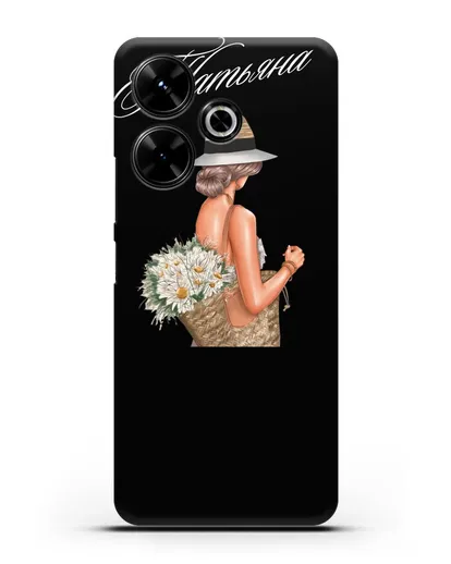 Именной чехол Девушка с корзинкой цветов силиконовый для Xiaomi Poco M6